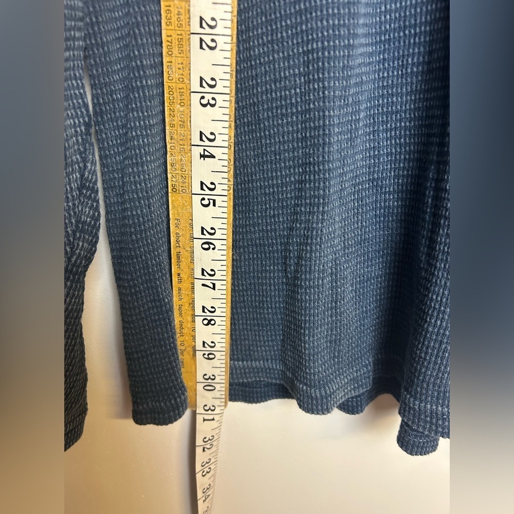 VTG Lucky Brand dungarees waffle knit shirt Mens Size L Navy Blue Cozy Comfortab - Picture 7 of 11